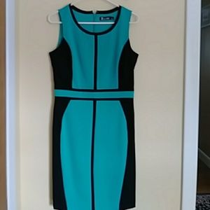 Torquiose black sheath dress